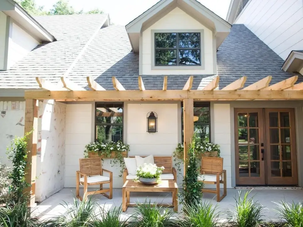 Handcrafted timber garden gateway arbor